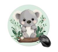 Koala Tapis de souris rond à glissement lisse Tapis de souris de jeu extra densité portable confortable pour bureau, maison, bureau, 20 x 20 cm