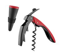 KOALA Tire-Bouchon Sommelier et Bouchon Silicone, Set de Vin Duo, Rouge | Limonadier Professionnel, Double Levier Breveté, Usage Facile, Bouchon Hermétique, Set de Sommelier pour les Amateurs de Vin