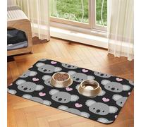 Koalas Mignons et cœurs Roses,Tapis d'alimentation pour Animaux de Compagnie, Sets de Table en Cuir PU pour Chats et Chiens,30x45cm