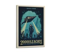 koanga Poster littéraire vintage 20 000 lieues sous la mer - Peinture murale décorative sur toile - Poster mural moderne pour chambre à coucher - 30 x 45 cm