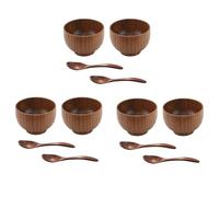 Koanhinn 12 Pièces Bol Fait Par la Main en Bois et Cuillère pour Le Riz Servant la Vaisselle DE Cuisine à
