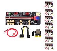 Koanhinn 8 PièCes SéRies Plus RéCent VER016 PCI-E 1X à 16X USB3.0 Carte de GPU avec Affichage de Tension de TempéRature de 10 Condensateurs pour BTC Mineur