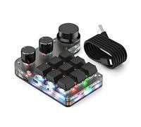 Koanhinn Clavier macro personnalisé Clavier macro personnalisé Hot Swap Mini 9 touches 3 boutons Programme RVB 18 caractères Clavier mécanique Commutateur rouge BT Noir