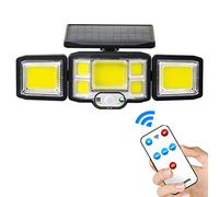 Koanhinn Lampes Solaires ExtéRieures à LED 192COB 3 TêTes Capteur de Mouvement Patio éTanche 3 Modes avec TéLéCommande Applique Murale LumièRe de Jardin B