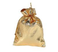 Koanhinn Lot de 100 sachets en organza en feuille d'or pour bonbons cadeau de Noël décoration mariage faveur sac cadeau emballage cordon 7 x 9 cm