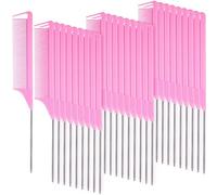 Koanhinn Lot de 30 peignes de séparation pour queue de rat en acier et fibre de carbone résistant à la chaleur Rose