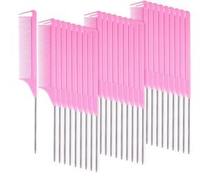 Koanhinn Lot de 30 peignes de séparation pour queue de rat en acier et fibre de carbone résistant à la chaleur Rose