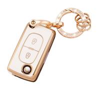 Koaudb Coque de clé de Voiture en TPU Compatible avec 2 Boutons Peugeot 107 207 307 307S 308 407 607 807 3008 5008 Citroen C2 C3 C4 C5 C6 C8 Xsara Flip Folding Key Shell Case Fob (R-Pgt-2F-W)