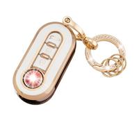 Koaudb Coque de clé de Voiture en TPU Compatible avec Fiat 3 Button 500 500L Brava Bravo Doblo Ducato Fiorino Punto Panda Palio Qubo Scudo Sedici Stilo Lancia Flip Folding Key Fob (R-Fia-W)