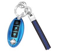 Koaudb Coque de clé de Voiture en TPU Souple pour Nissan 350Z Qashqai Murano X-Trail Kicks Tiida Micra Pathfinder Note Juke 3 Boutons Smart Key Case (CL-Nisn-3-E)