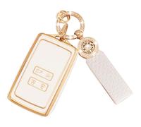 Koaudb Coque de clé pour Voiture pour Clio Megane Koleos Kadjar Talisman Captur Espace Dacia Duster 4 Boutons Coque Clé Télécommande Coque de Protector étui carte dacia avec cordon porte-clés(C-Rnl)