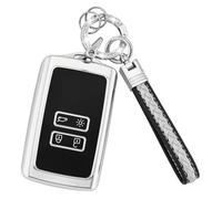 Koaudb Coque de clé pour Voiture pour Clio Megane Koleos Kadjar Talisman Captur Espace Dacia Duster 4 Boutons Coque Clé Télécommande Coque de Protector étui carte dacia avec porte-clés(CL-Rnl-S)