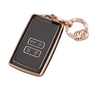 Koaudb Coque de clé pour Voiture pour Clio Megane Koleos Kadjar Talisman Captur Espace Dacia Duster 4 Boutons Coque Clé Télécommande Coque de Protector étui carte dacia avec porte-clés(R-Rnl-B)