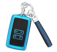 Koaudb Coque de clé pour Voiture pour Clio Megane Koleos Kadjar Talisman Captur Espace Dacia Duster 4 Boutons Coque Clé Télécommande Coque de Protector étui carte dacia avec cordon porte-clé(CL-Rnl-E)