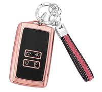 Koaudb Coque de clé pour Voiture pour Clio Megane Koleos Kadjar Talisman Captur Espace Dacia Duster 4 Boutons Coque Clé Télécommande Coque de Protector étui carte dacia avec porte-clés(CL-Rnl-P)