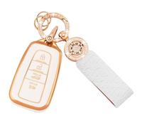 Koaudb Coque de clé Toyota pour Highlander 2020-2022 Highlander, Corolla, Prius et RAV4 2018-2024 Camry, Avalon, C-HR, GT86 - Étui de n TPU Souple avec Porte-clés en Cuir Scintillant (C-Tyt-4),