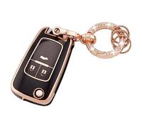 Koaudb Coque de protection pour clé de voiture compatible avec Vauxhall Opel Astra Insignia Vectra Zafira Meriva Mokka Chevy Holden 2 3 boutons pliable avec porte-clés (R-Chv-3F-B)