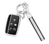 Koaudb Coque de protection pour clé de voiture LR4 Range Rover Sport Evoque Jaguar XF XJ XJL F-pace 5 boutons en TPU souple avec porte-clés Bling (CL-Rov-S)