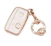 Koaudb Coque de Protection pour clé de Voiture pour LR4 Range Rover Sport Evoque Jaguar XF XJ XJL F-Pace 5 Boutons Smart Key Fob Case Soft TPU Key Case Protector avec Porte-clés (R-Rov-W)