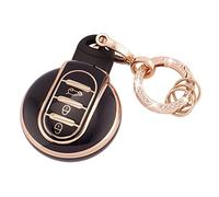 Koaudb Coque intégrale pour clé de Voiture BMW Mini Cooper Coque en TPU Souple avec Porte-clés pour BMW Mini Cooper F54 Clubman F55 F56 F57 F60 Countryman 3 Boutons Smart Key Case (R-MN-B)