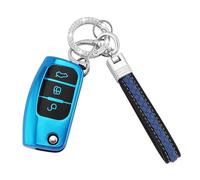 Koaudb Étui pour clé de voiture compatible avec Ford 3 boutons Focus Fiesta Galaxy Kuga C-Max S-Max Mondeo MK4 Étui pliable pour clé (CL-Frd-3F-E)