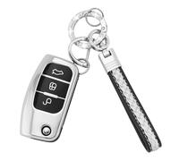 Koaudb Étui pour clé de voiture compatible avec Ford 3 boutons Focus Fiesta Galaxy Kuga C-Max S-Max Mondeo MK4 Étui pliable pour clé (CL-Frd-3F-S)