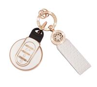 Koaudb Housse de clé de Voiture pour BMW Mini Cooper F54 Clubman F55 F56 F57 F60 Countryman 3 Boutons Coque de Porte-clés Intelligente en TPU Souple avec Cordon Porte-clés Or Blanc (C-MN)