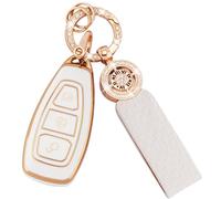 Koaudb Housse de clé de Voiture pour Ford Fiesta Focus C-Max Galaxy B-Max Grand C-Max Kuga Mondeo S-Max 3 Boutons Etui pour télécommande de Voiture Intelligente avec Porte-clés Bling Lanyard(C-Frd-3)