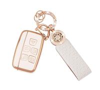 Koaudb Housse de clé de voiture pour LR4 Range Rover Sport Evoque Jaguar XF XJ XJL F-pace 5 boutons Etui pour Porte Clé Intelligent en TPU souple avec lanière porte-clés Bling (C-Rov)