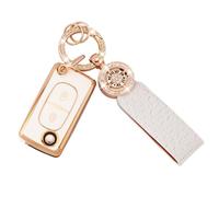 Koaudb Housse de clé de voiture pour Peugeot 2 boutons 107 207 307 307S 308 407 607 807 3008 5008 Citroën C2 C3 C4 C5 C6 C8 Xsara Etui pour Porte Clé Pliant en TPU avec Porte Clé Bling (C-Pgt-2F)