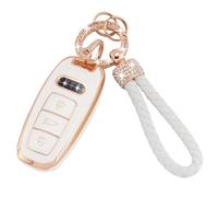 Koaudb Housse pour clés de Voiture pour Audi A6 A6L A7 A8 A8L Q7 Q8 S6 S7 SQ7 SQ8 RS6 RS7 E-Tron 3 Boutons Housse de Protection pour clés en TPU Souple avec Cordon pour Porte-clés (Ad-3L)