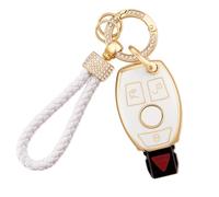 Koaudb pour Mercedes Benz Key Fob Cover, 3 Boutons Soft TPU Key Fob Protector avec Key Fob Keychain Fit pour Mercedes Benz A B C E G R S M Class AMG Smart Key Fob Case (Bz-3R)