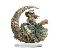 Koautios Statuette de 2D avec Lune, œuvre D'art Moderne, Décoration, Tenant Un Balai, pour étagère, Meuble, Table.