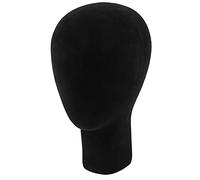 Koawensa Tête de mannequin en mousse de polystyrène avec support de base Noir 35 cm