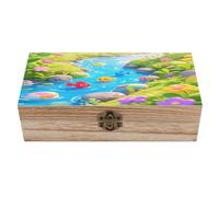 KOAYUBFC Boîte à bijoux en bois - Organisateur de souvenirs - Galets de ruisseau - Boîte en bois faite à la main pour ranger des bijoux, des pièces de monnaie, des cartes tartot, des petits trésors