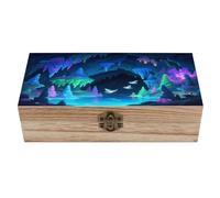 KOAYUBFC Boîte à bijoux en bois - Organisateur de souvenirs - Grotte fluorescente faite à la main - Boîte en bois pour ranger des bijoux, des pièces de monnaie, des cartes tartot, des petits trésors