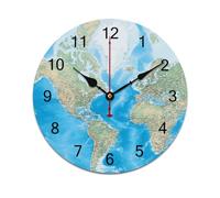 KOAYUBFC Horloge murale en PVC silencieuse et sans tic-tac - Motif carte du monde - Fonctionnement à piles - Pour salon, cuisine, maison, bureau