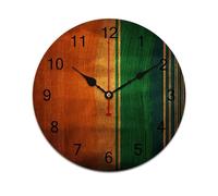 KOAYUBFC Horloge murale ronde à piles en PVC silencieuse, sans tic-tac, pour salon, cuisine, maison, bureau, horloge murale décorative orange et vert