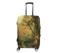 KOAYUBFC Housse de bagage motif forêt avec fées et papillons, elfes, approuvée par la TSA - Élastique et lavable - Anti-rayures, Forêt avec fées Papillons Elfes, XL, Housse pour valise