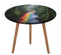 KOAYUBFC Nappe ronde élastique ajustée imperméable arc-en-ciel River Forest Nappe imperméable et résistante aux taches Convient pour l'intérieur et l'extérieur, les fêtes de pique-nique, diamètre 130