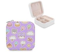 KOAYUBFC Petite boîte à bijoux de voyage avec motif hamster violet pour filles et femmes pour ranger bagues, boucles d'oreilles, pendentifs, montres, colliers, rouges à lèvres