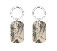 KOAYUBFC Porte-clés double face avec image voyageant dans les montagnes et les ruisseaux pour homme, mari, épouse, petite amie, petit ami