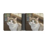 KOAYUBFC Portefeuille fin compact à deux volets chinois Li Hua Cat Portefeuilles minimalistes pour hommes avec porte-cartes de crédit en cuir fente pour pièces d'identité fenêtre unisexe