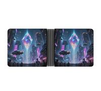 KOAYUBFC Portefeuille fin compact à deux volets en cuir avec cristaux d'énergie mystérieuse, portefeuilles minimalistes pour homme avec porte-cartes de crédit, fente pour pièces de monnaie, fenêtre