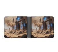 KOAYUBFC Portefeuille fin compact à deux volets en cuir avec ruines anciennes, portefeuille minimaliste pour homme avec porte-cartes de crédit, fente pour pièces de monnaie, fenêtre d'identité