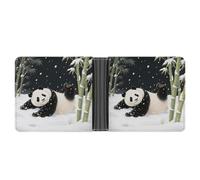 KOAYUBFC Portefeuille fin compact à deux volets en cuir de panda géant, portefeuille minimaliste pour homme avec porte-cartes de crédit, fente pour pièces de monnaie, fenêtre d'identité, unisexe