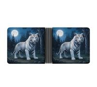 KOAYUBFC Portefeuille fin compact à deux volets en cuir tigre blanc, portefeuille minimaliste pour homme avec porte-cartes de crédit, fente pour pièces de monnaie, fenêtre d'identité, unisexe