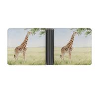 KOAYUBFC Portefeuille fin compact à deux volets girafe qui étend son cou pour manger des feuilles, portefeuille minimaliste pour homme avec porte-cartes de crédit, fente pour pièces de monnaie en cuir