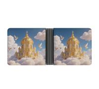 KOAYUBFC Portefeuille fin compact à deux volets Golden Palace Kingdom en cuir, portefeuille minimaliste pour homme avec porte-cartes de crédit, fente pour pièces de monnaie, fenêtre d'identité