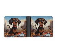 KOAYUBFC Portefeuille fin compact à deux volets « I Love My Dog Teckels » - Portefeuille minimaliste pour homme avec porte-cartes de crédit - Fente pour pièces de monnaie - Fenêtre d'identification